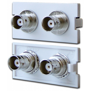 Modular insert with two BNC adapters for LAN-MB box, white